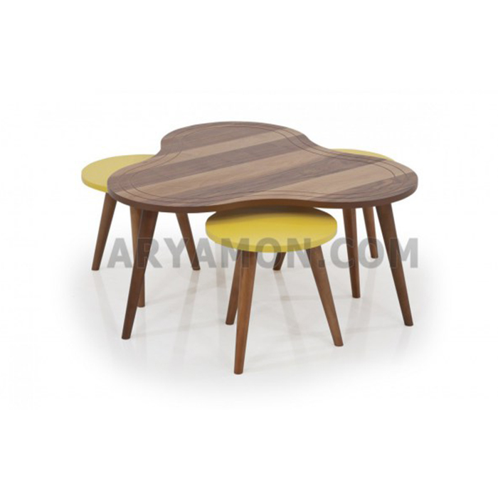 میزجلو مبلی دایره چوبی با میز عسلیCT109